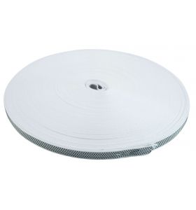 Rol 50m Optrekband/ lint 14mm grijs/wit